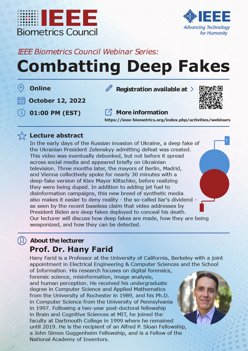 Combatting Deep Fakes webinar flyer.