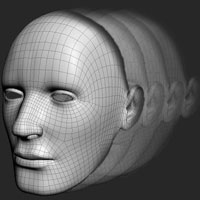 3D faces with topical overlay.